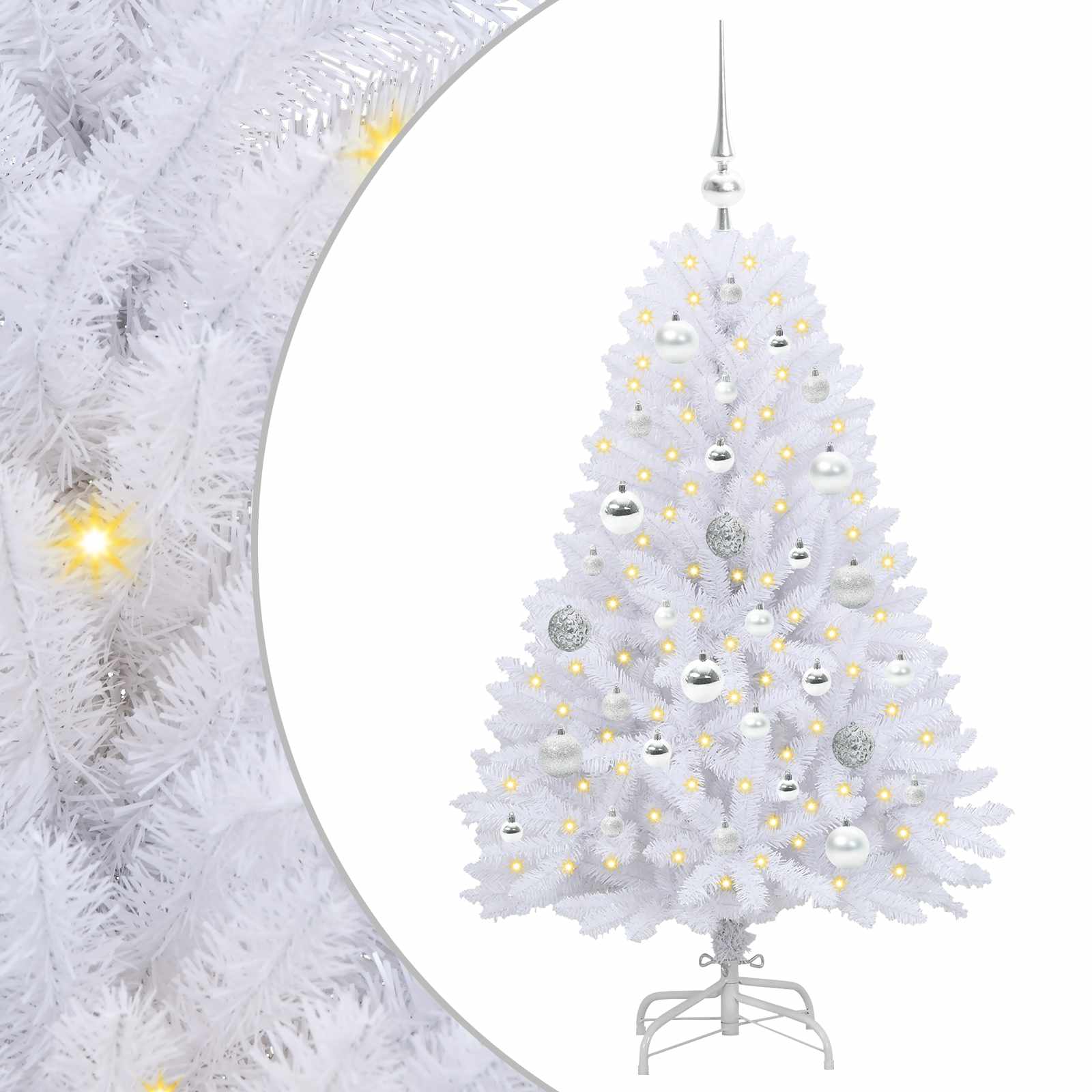 vidaXL Artificial Hinged Christmas Tree White 120 cm PVC and Steel - 52649