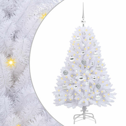 vidaXL Artificial Hinged Christmas Tree White 120 cm PVC and Steel - 52649