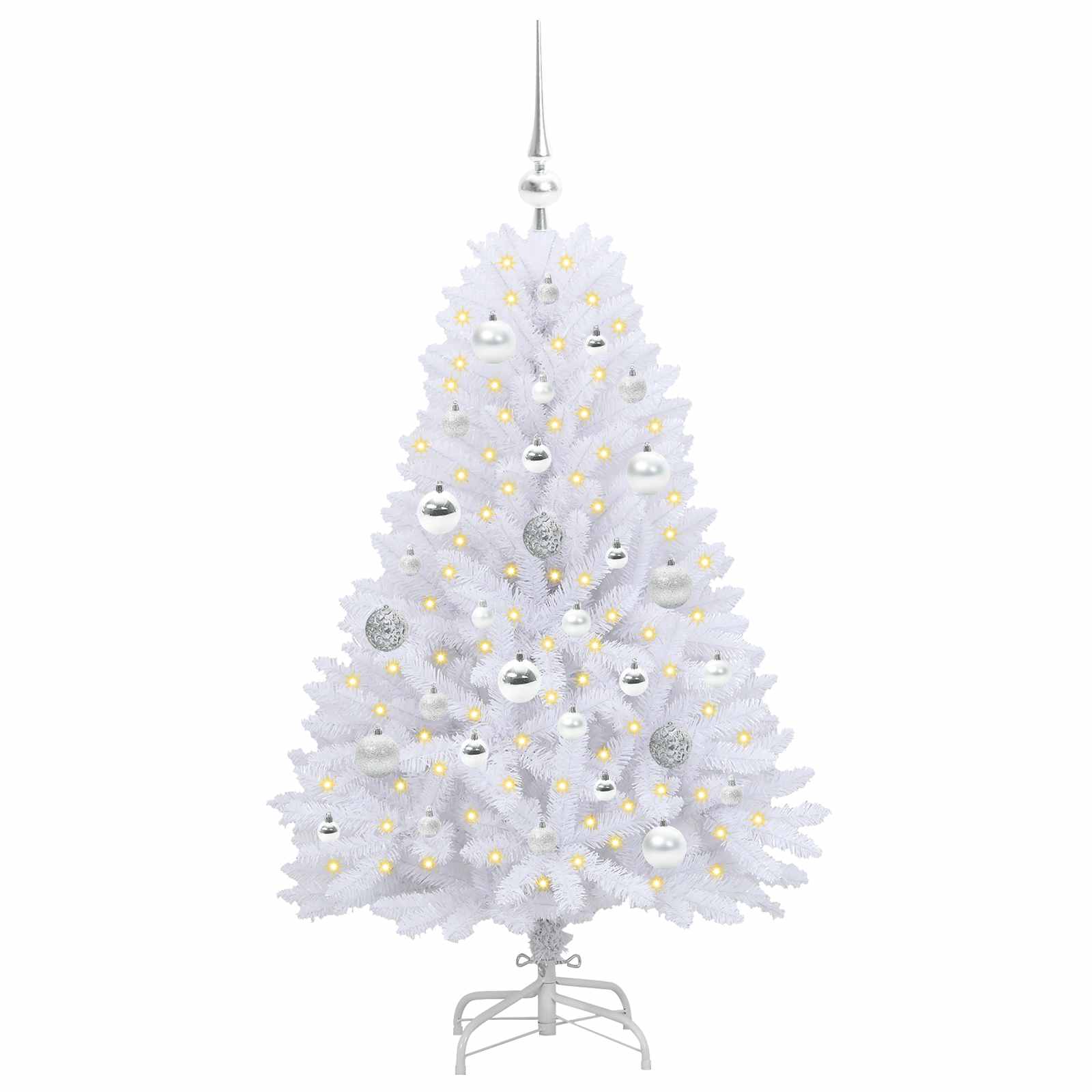 vidaXL Artificial Hinged Christmas Tree White 120 cm PVC and Steel - 52649