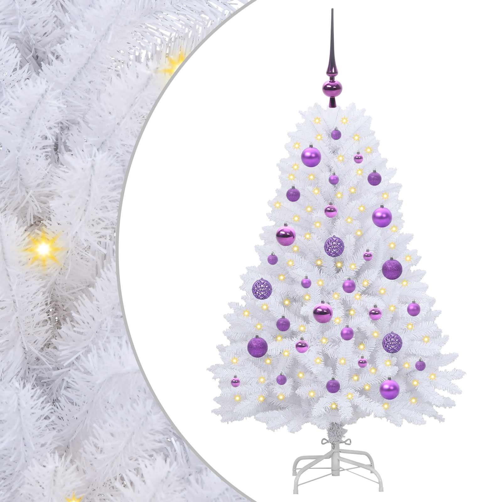 vidaXL Artificial Hinged Christmas Tree White 120 cm PVC and Steel - 52652