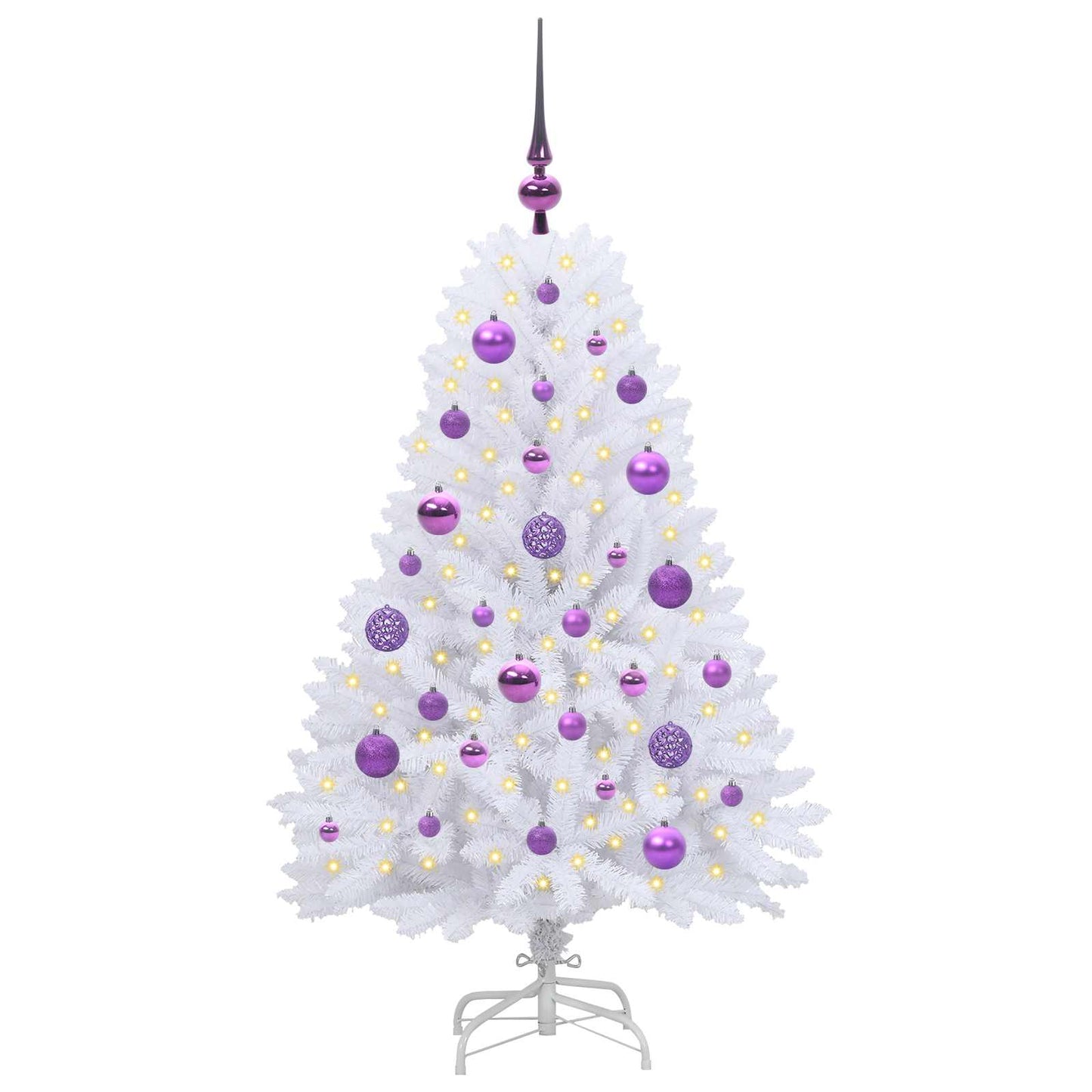 vidaXL Artificial Hinged Christmas Tree White 120 cm PVC and Steel - 52652