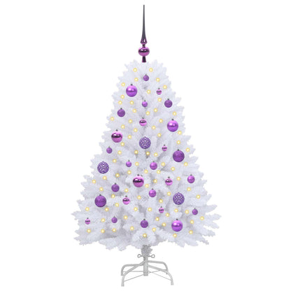 vidaXL Artificial Hinged Christmas Tree White 120 cm PVC and Steel - 52652