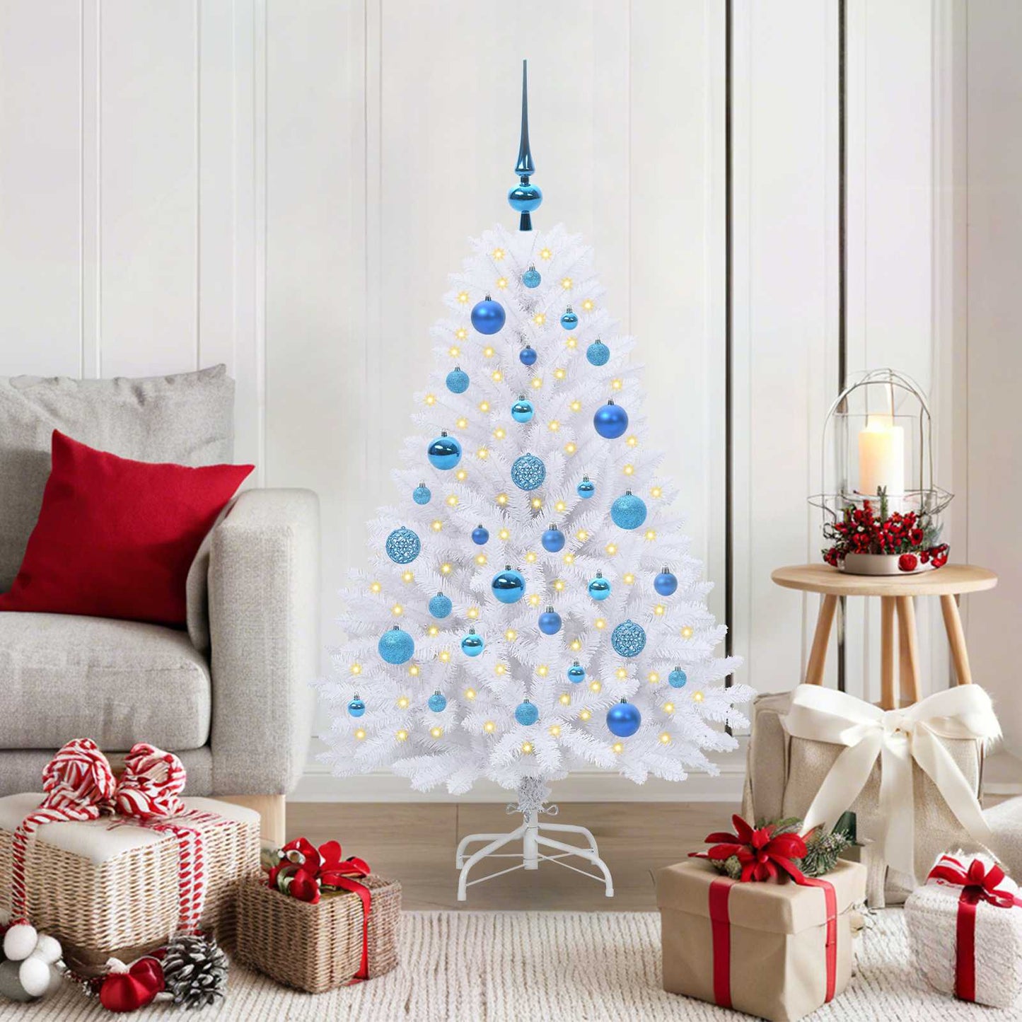 vidaXL Artificial Hinged Christmas Tree White 120 cm PVC and Steel - 52663