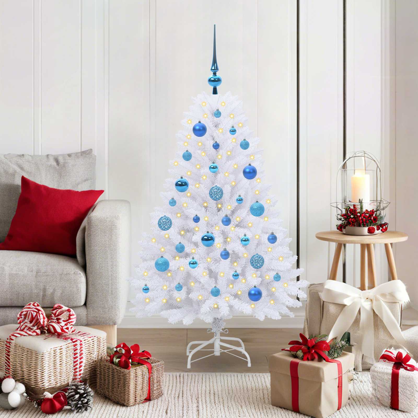 vidaXL Artificial Hinged Christmas Tree White 120 cm PVC and Steel - 52663
