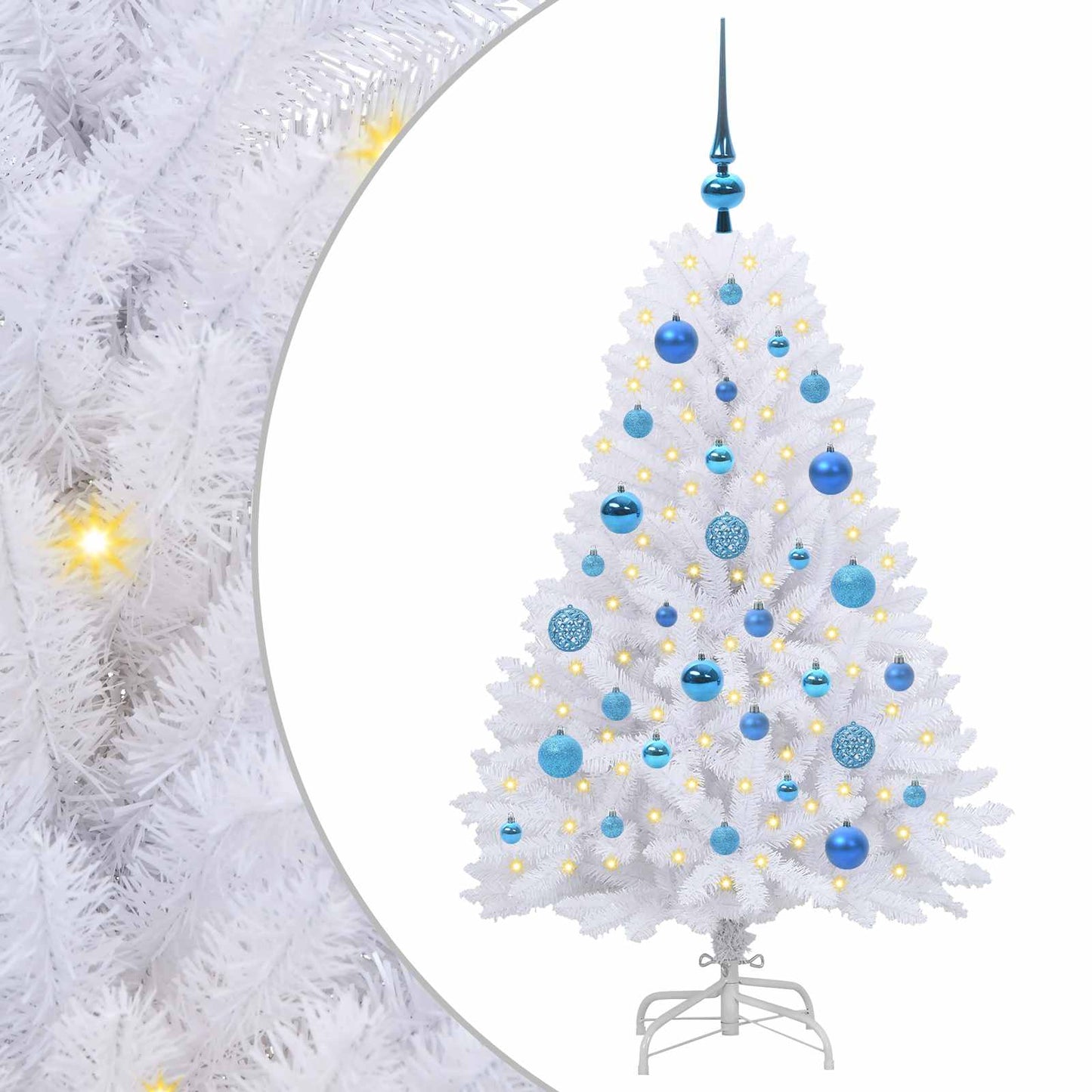 vidaXL Artificial Hinged Christmas Tree White 120 cm PVC and Steel - 52663