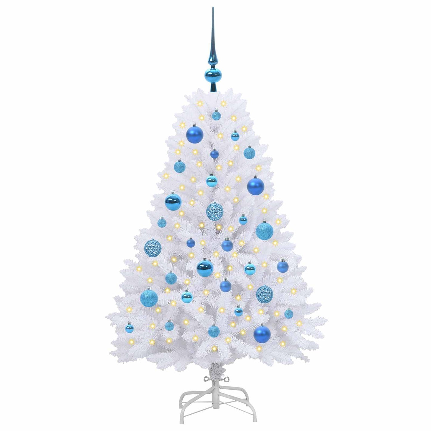 vidaXL Artificial Hinged Christmas Tree White 120 cm PVC and Steel - 52663