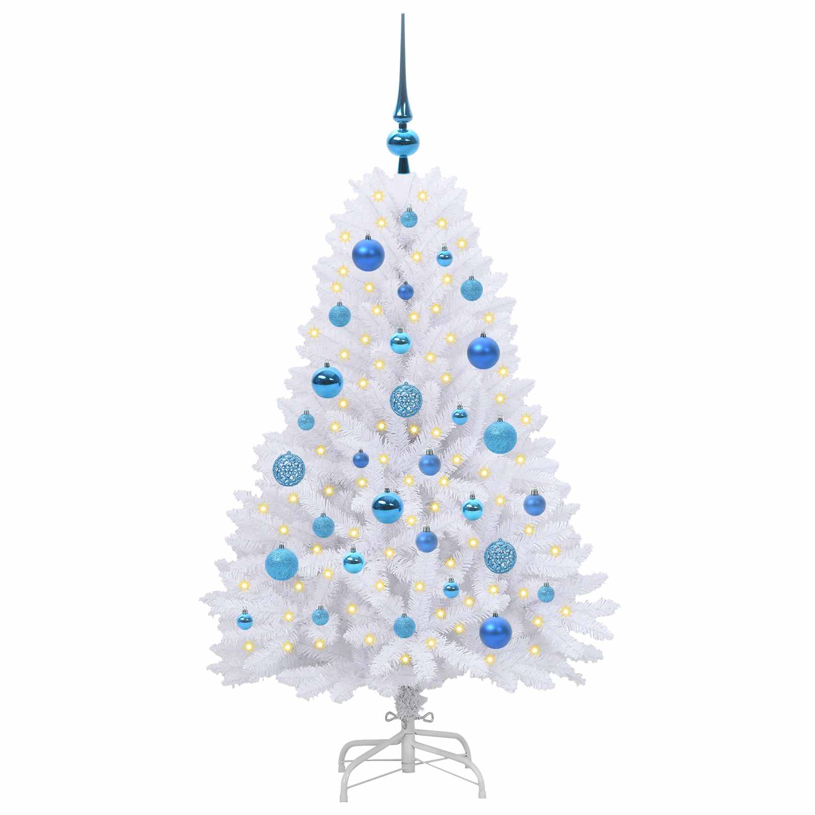 vidaXL Artificial Hinged Christmas Tree White 120 cm PVC and Steel - 52663