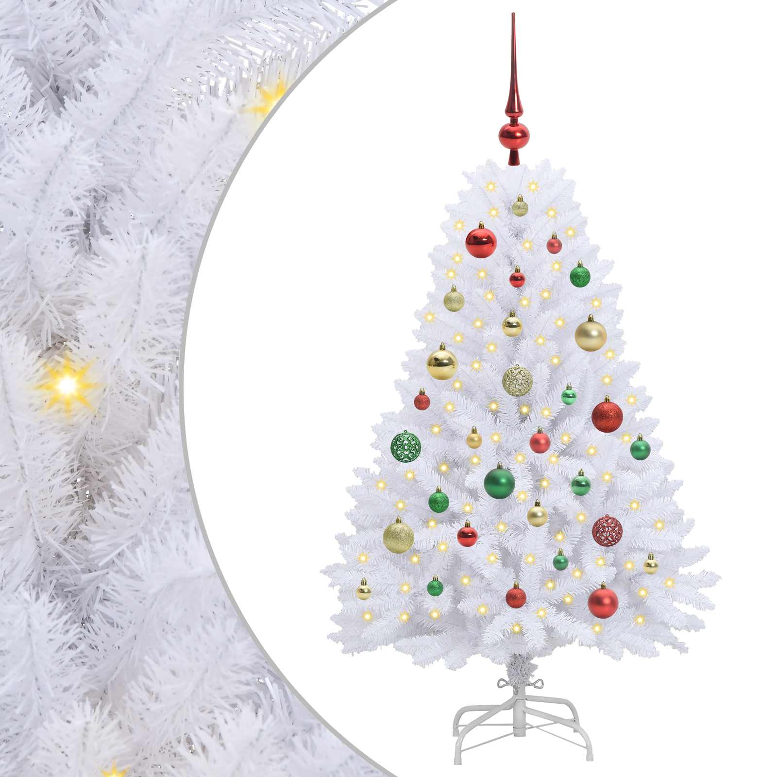 vidaXL Artificial Hinged Christmas Tree White 120 cm PVC and Steel - 52670