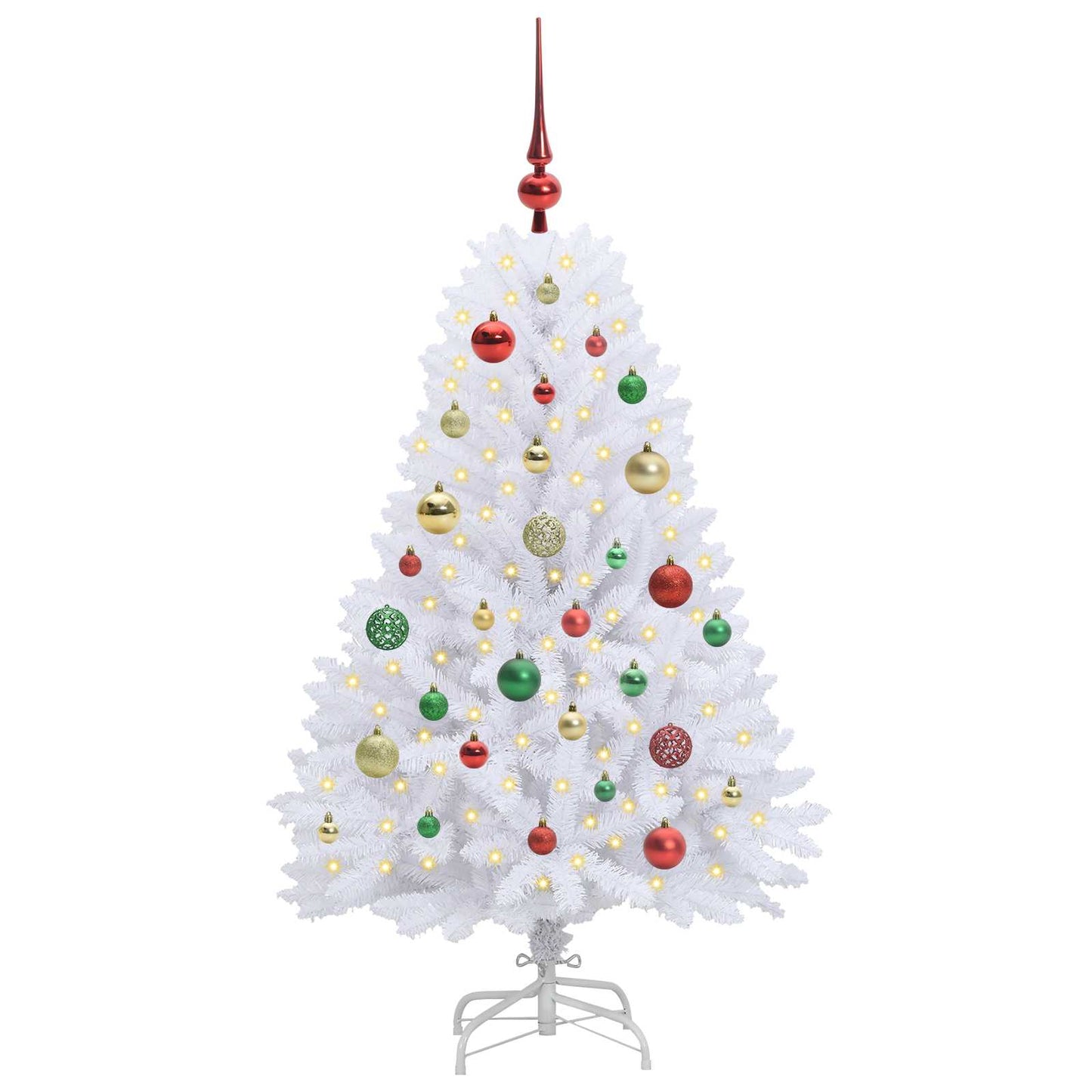 vidaXL Artificial Hinged Christmas Tree White 120 cm PVC and Steel - 52670