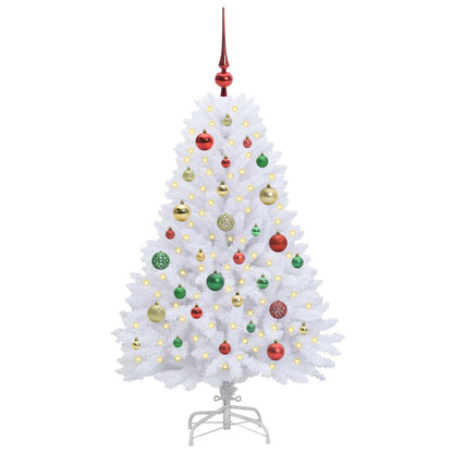 vidaXL Artificial Hinged Christmas Tree White 120 cm PVC and Steel - 52670
