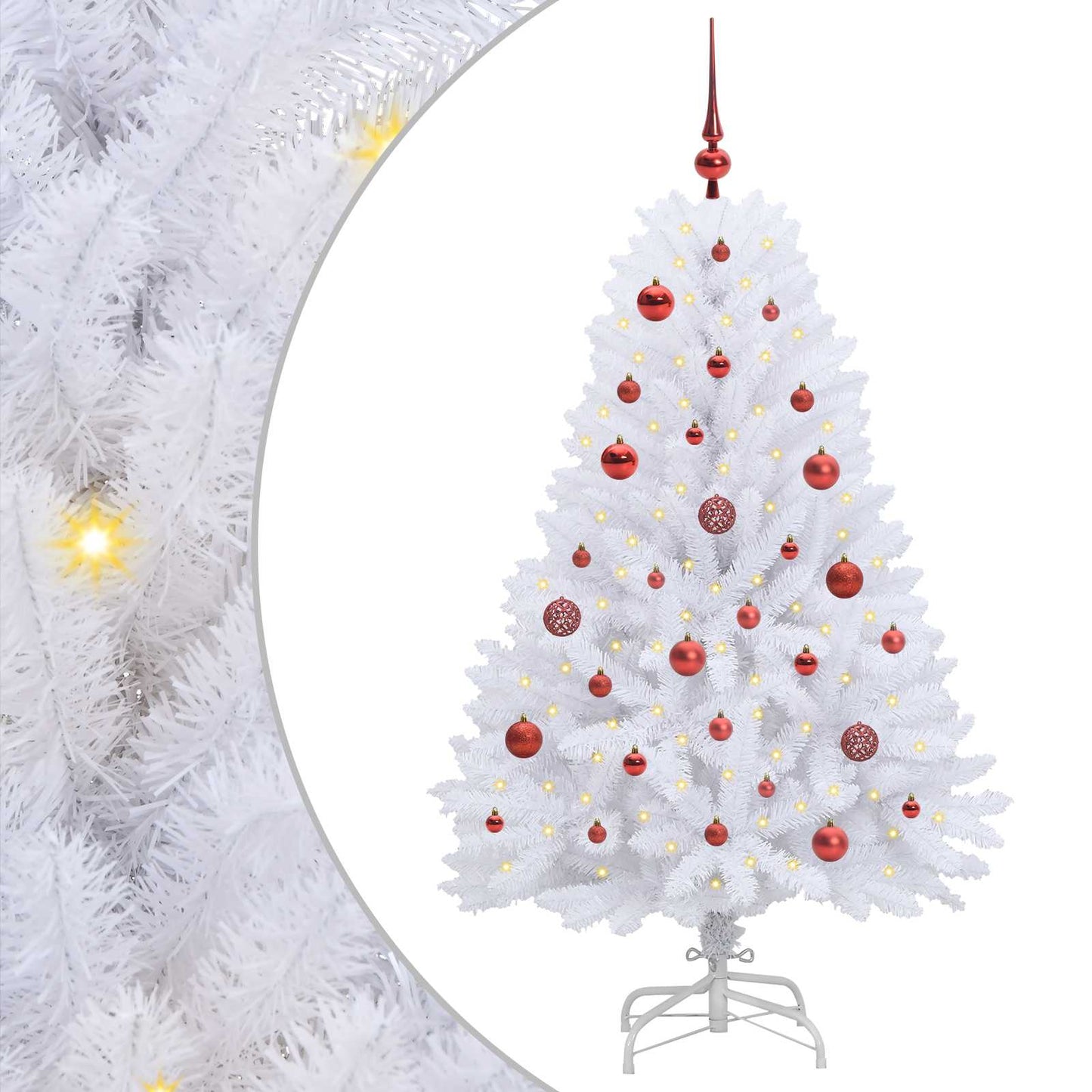 vidaXL Artificial Hinged Christmas Tree White 150 cm PVC and Steel - 52673