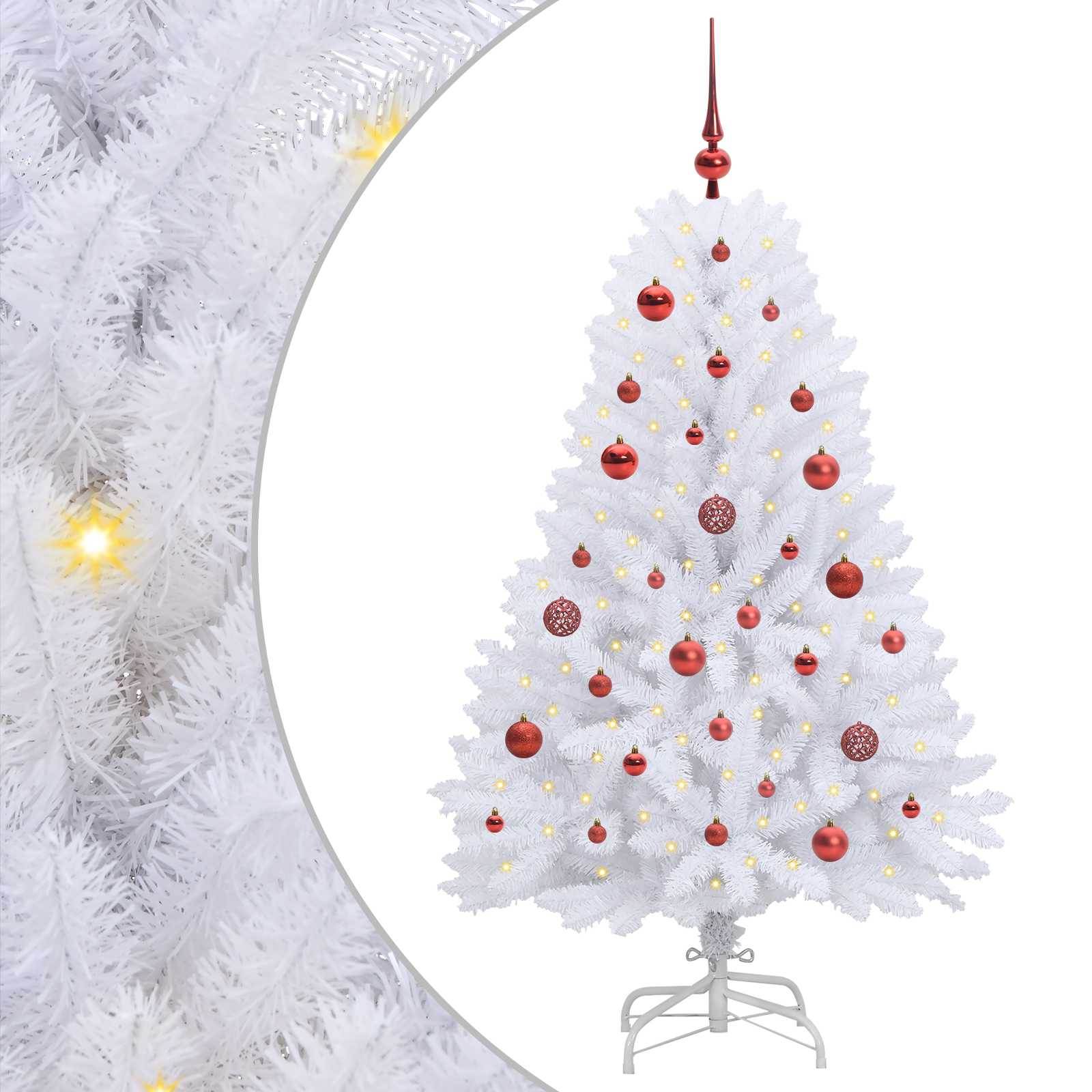 vidaXL Artificial Hinged Christmas Tree White 150 cm PVC and Steel - 52673