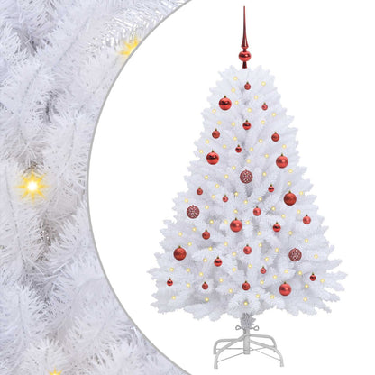 vidaXL Artificial Hinged Christmas Tree White 150 cm PVC and Steel - 52673