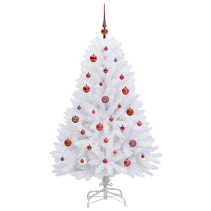 vidaXL Artificial Hinged Christmas Tree White 150 cm PVC and Steel - 52673