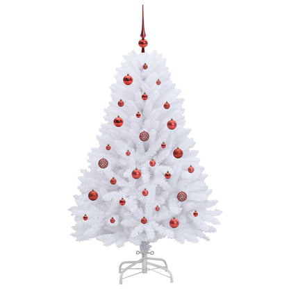 vidaXL Artificial Hinged Christmas Tree White 150 cm PVC and Steel - 52673