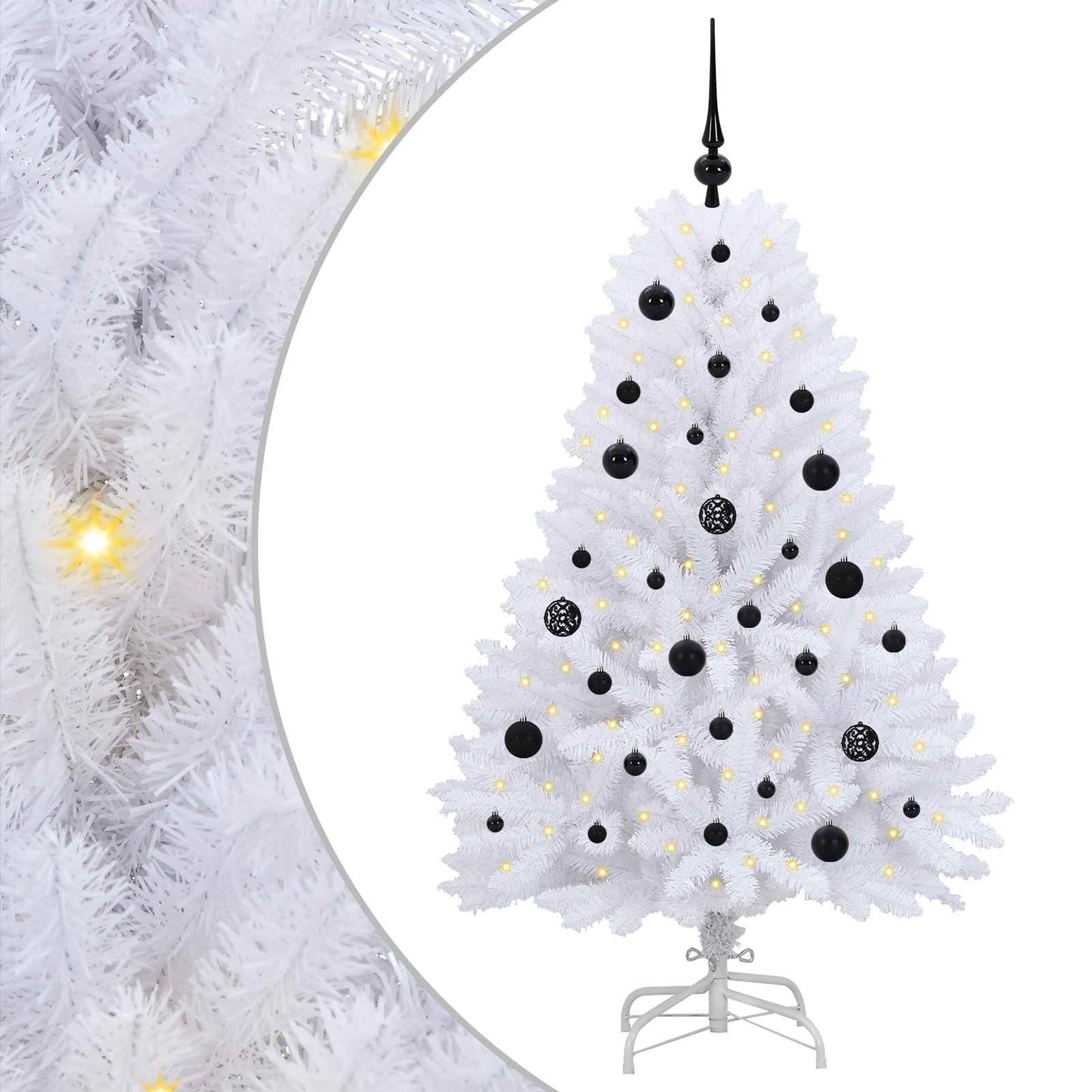 vidaXL Artificial Hinged Christmas Tree White 150 cm PVC and Steel - 52677