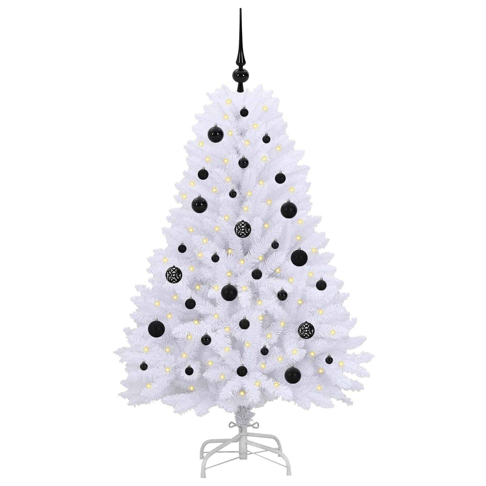 vidaXL Artificial Hinged Christmas Tree White 150 cm PVC and Steel - 52677