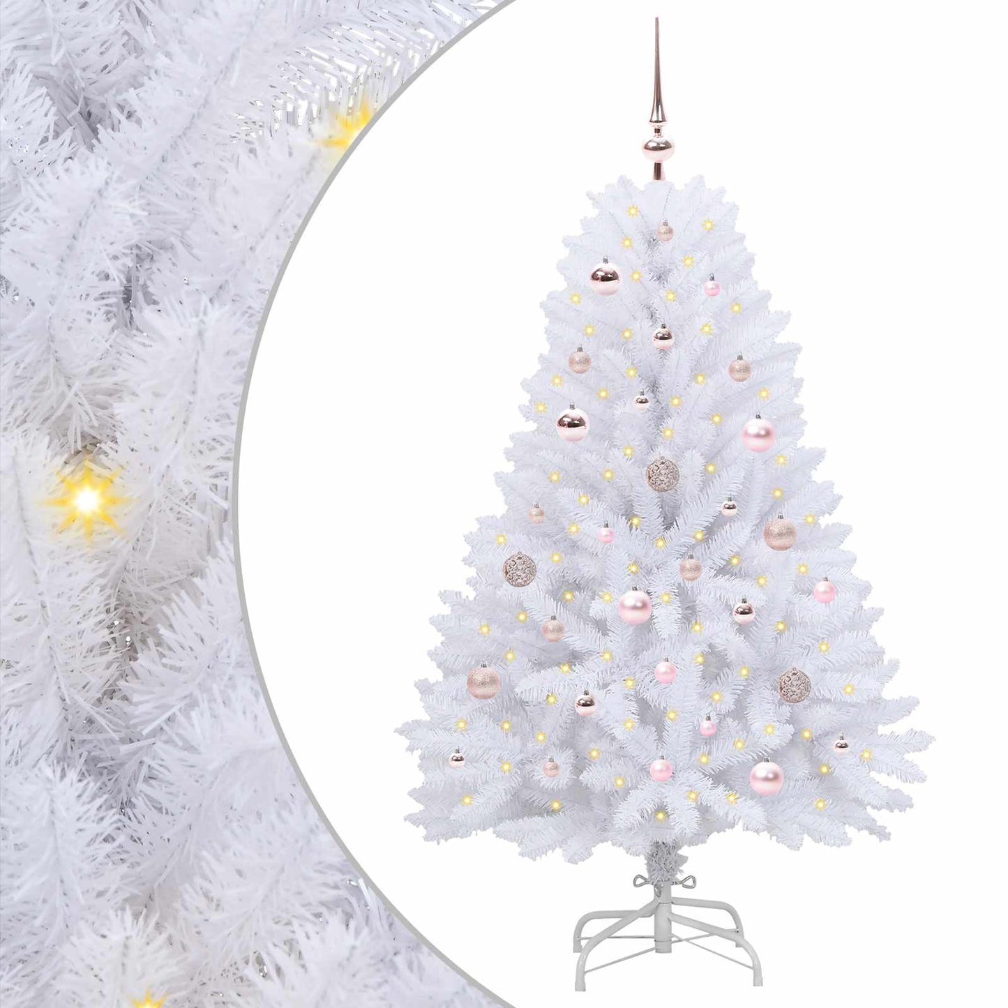 vidaXL Artificial Hinged Christmas Tree White 150 cm PVC and Steel - 52680