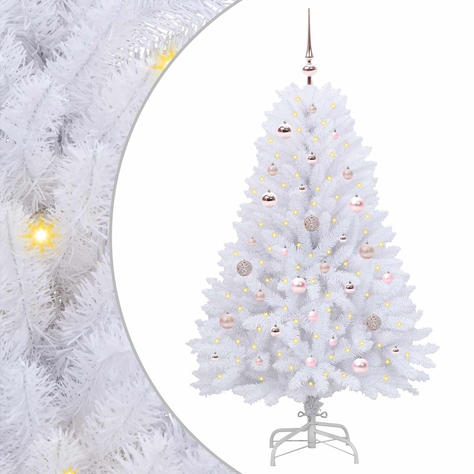 vidaXL Artificial Hinged Christmas Tree White 150 cm PVC and Steel - 52680