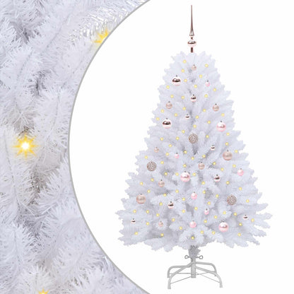 vidaXL Artificial Hinged Christmas Tree White 150 cm PVC and Steel - 52680