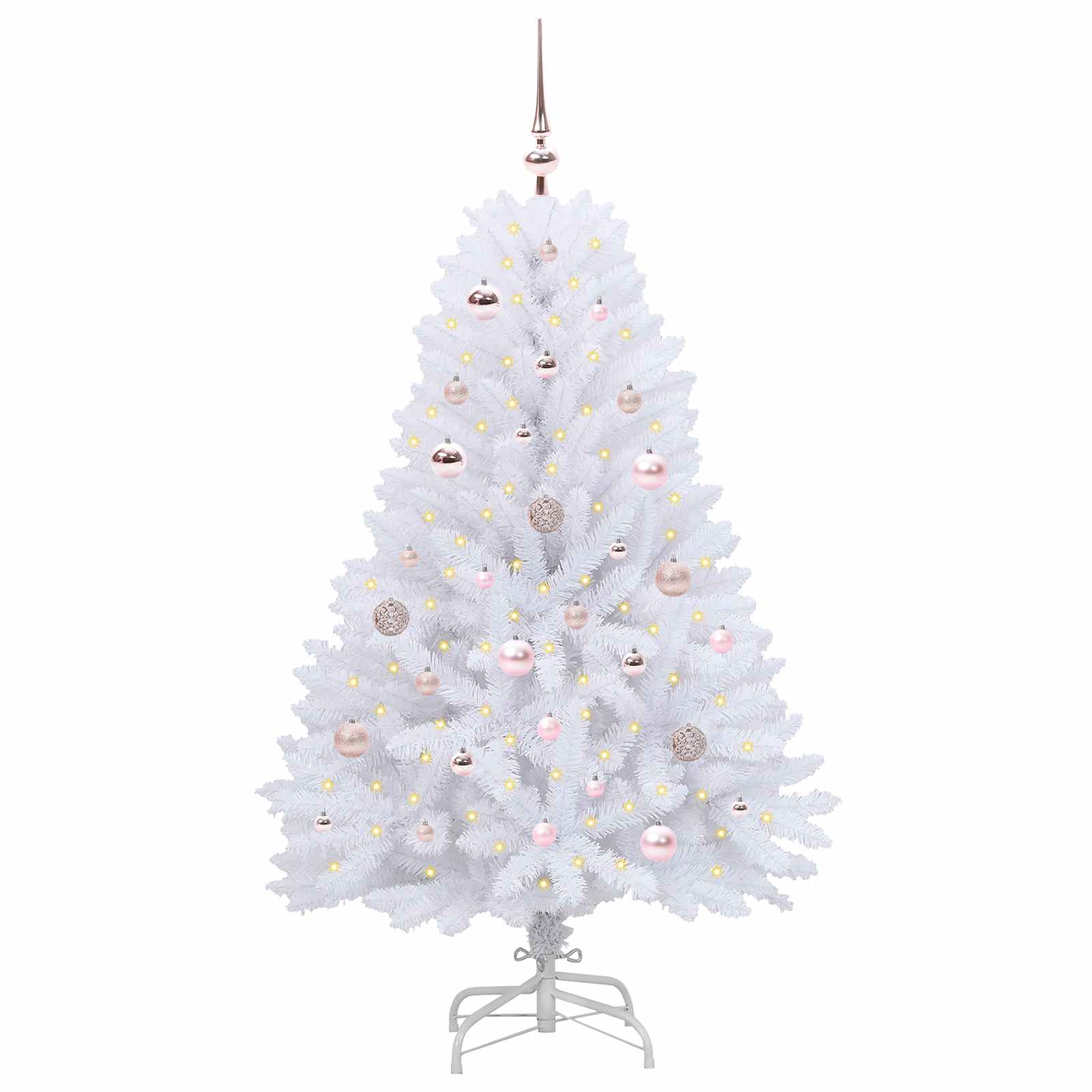 vidaXL Artificial Hinged Christmas Tree White 150 cm PVC and Steel - 52680