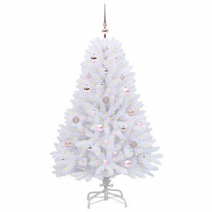 vidaXL Artificial Hinged Christmas Tree White 150 cm PVC and Steel - 52680