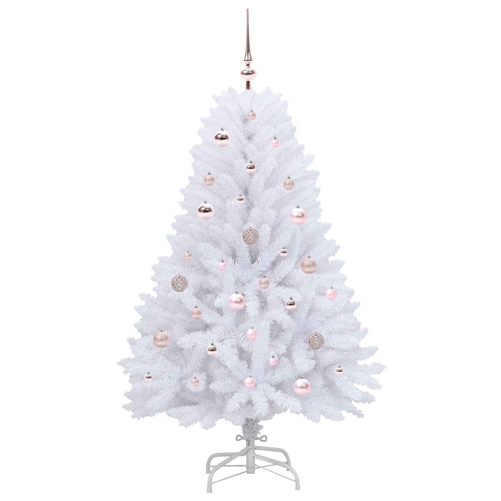 vidaXL Artificial Hinged Christmas Tree White 150 cm PVC and Steel - 52680