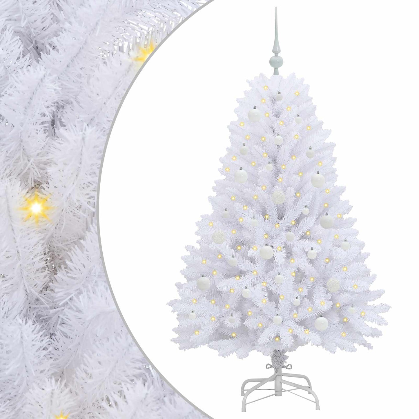 vidaXL Artificial Hinged Christmas Tree White 150 cm PVC and Steel - 52685