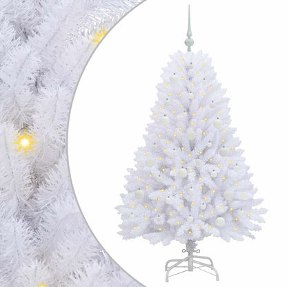 vidaXL Artificial Hinged Christmas Tree White 150 cm PVC and Steel - 52685