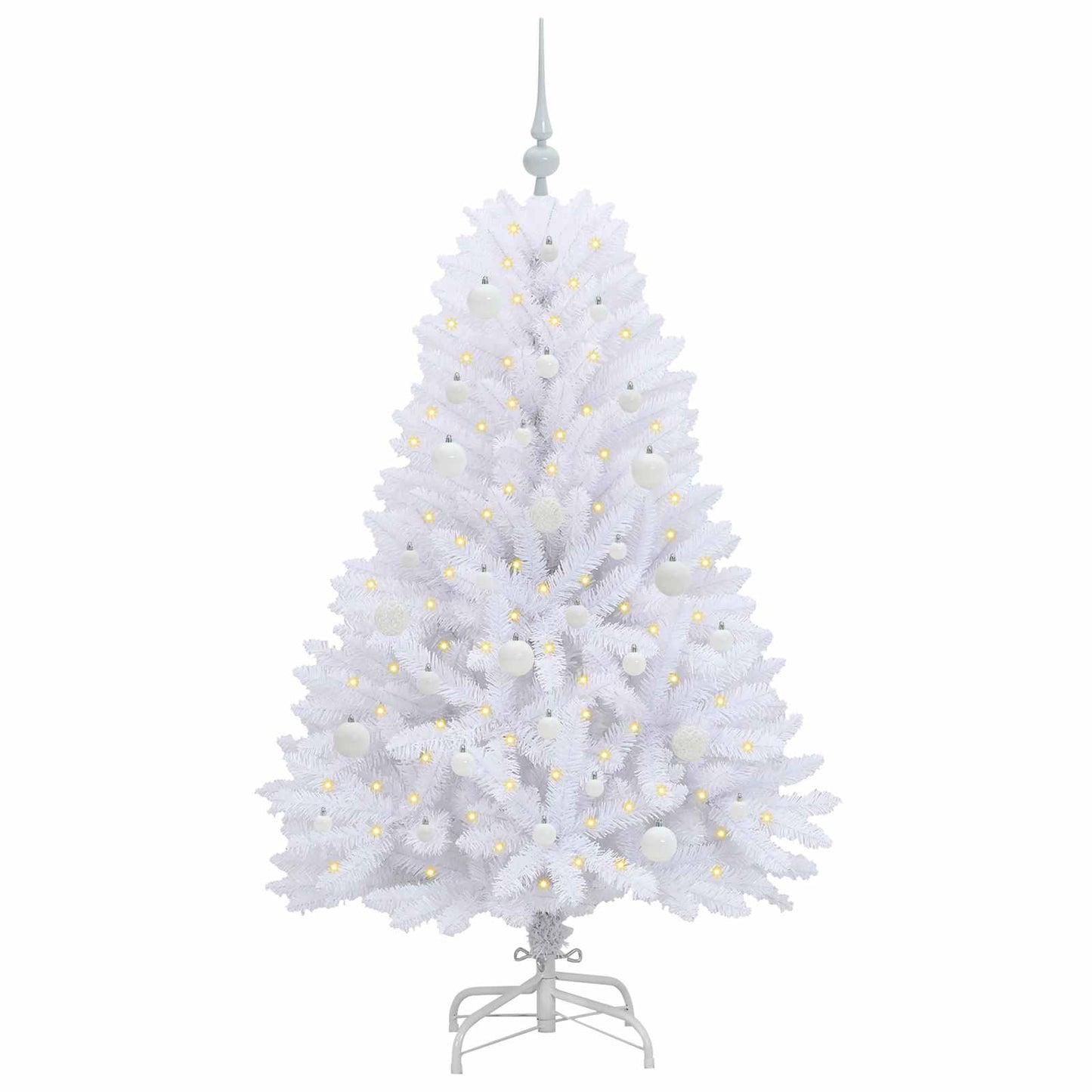 vidaXL Artificial Hinged Christmas Tree White 150 cm PVC and Steel - 52685