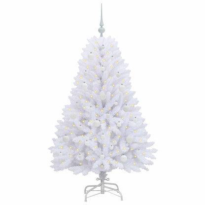 vidaXL Artificial Hinged Christmas Tree White 150 cm PVC and Steel - 52685
