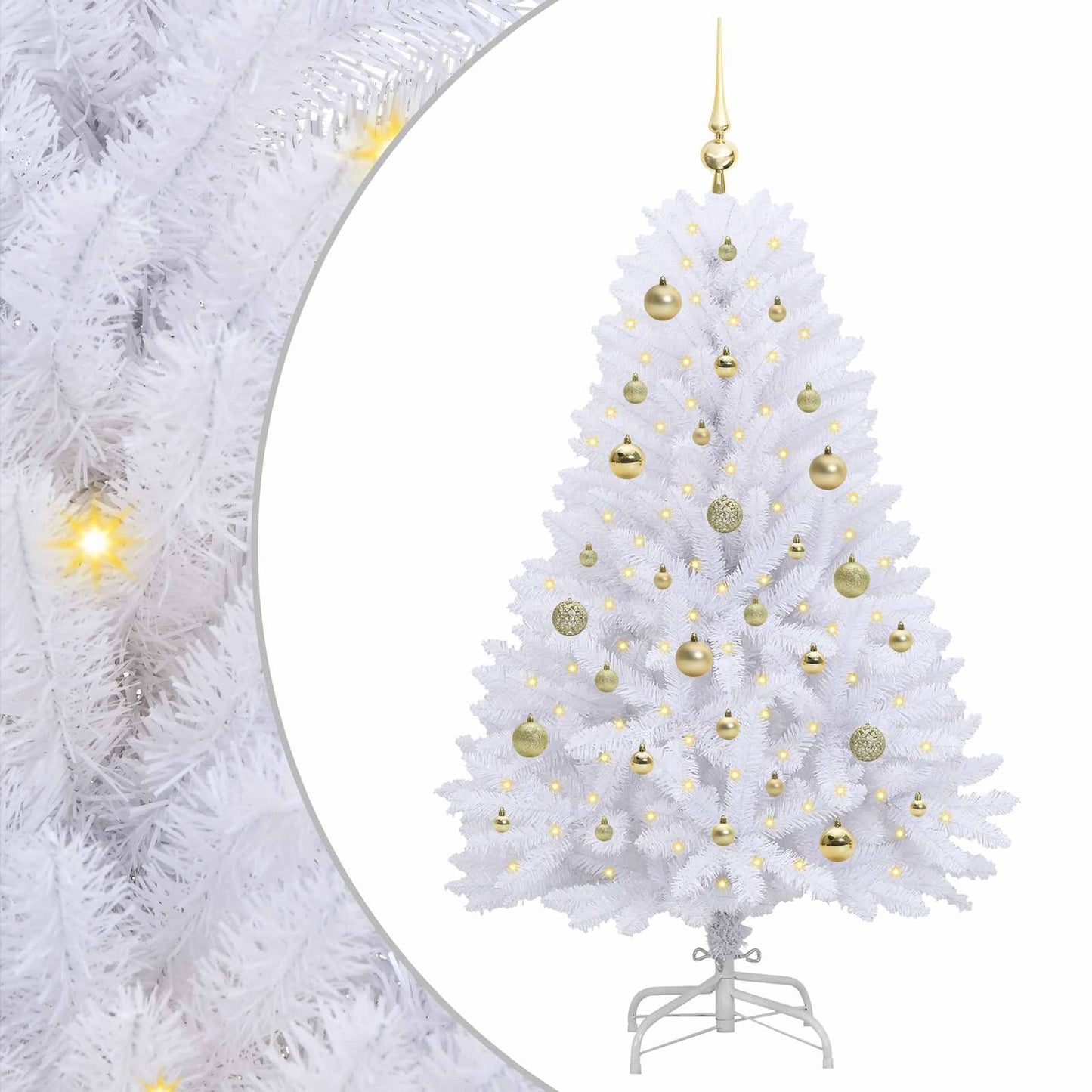 vidaXL Artificial Hinged Christmas Tree White 150 cm PVC and Steel - 52689