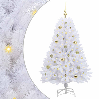 vidaXL Artificial Hinged Christmas Tree White 150 cm PVC and Steel - 52689
