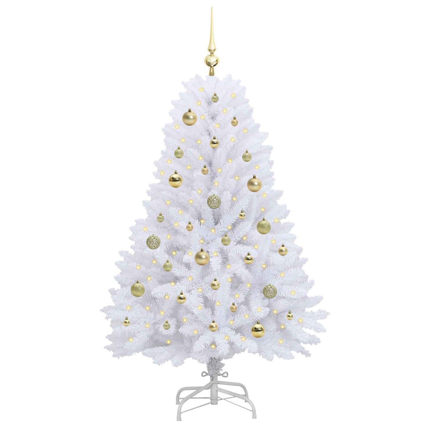 vidaXL Artificial Hinged Christmas Tree White 150 cm PVC and Steel - 52689