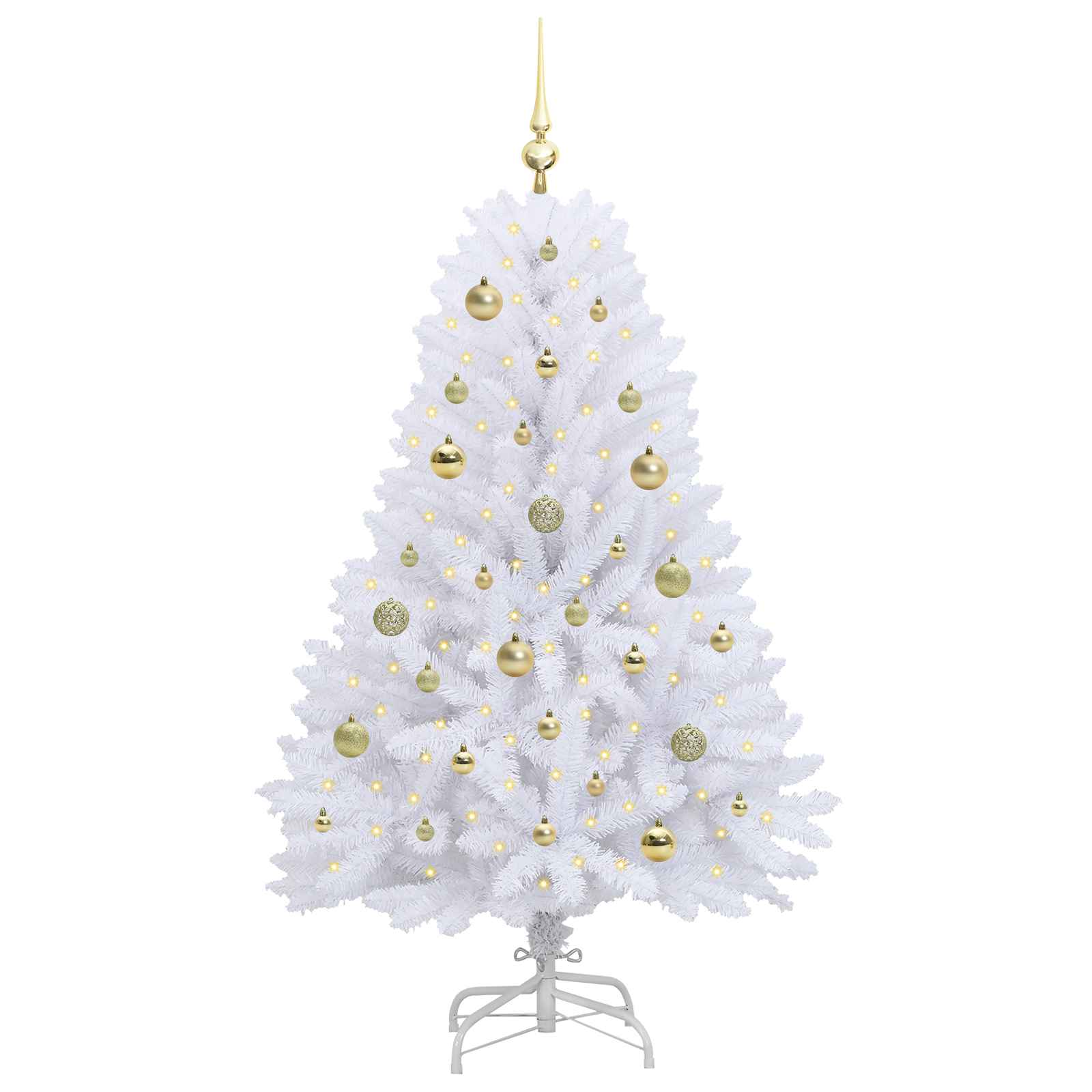 vidaXL Artificial Hinged Christmas Tree White 150 cm PVC and Steel - 52689