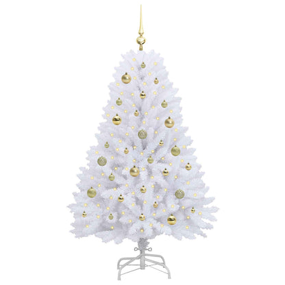 vidaXL Artificial Hinged Christmas Tree White 150 cm PVC and Steel - 52689
