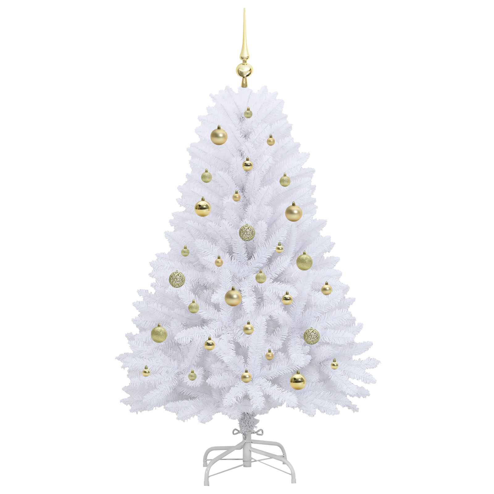 vidaXL Artificial Hinged Christmas Tree White 150 cm PVC and Steel - 52689