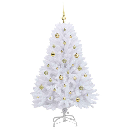 vidaXL Artificial Hinged Christmas Tree White 150 cm PVC and Steel - 52689