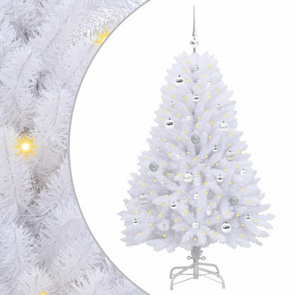 vidaXL Artificial Hinged Christmas Tree White 150 cm PVC and Steel - 52690