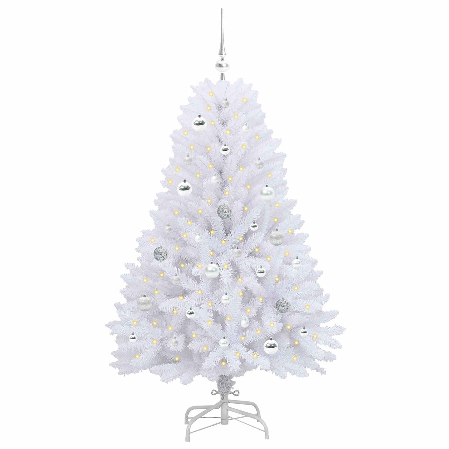 vidaXL Artificial Hinged Christmas Tree White 150 cm PVC and Steel - 52690