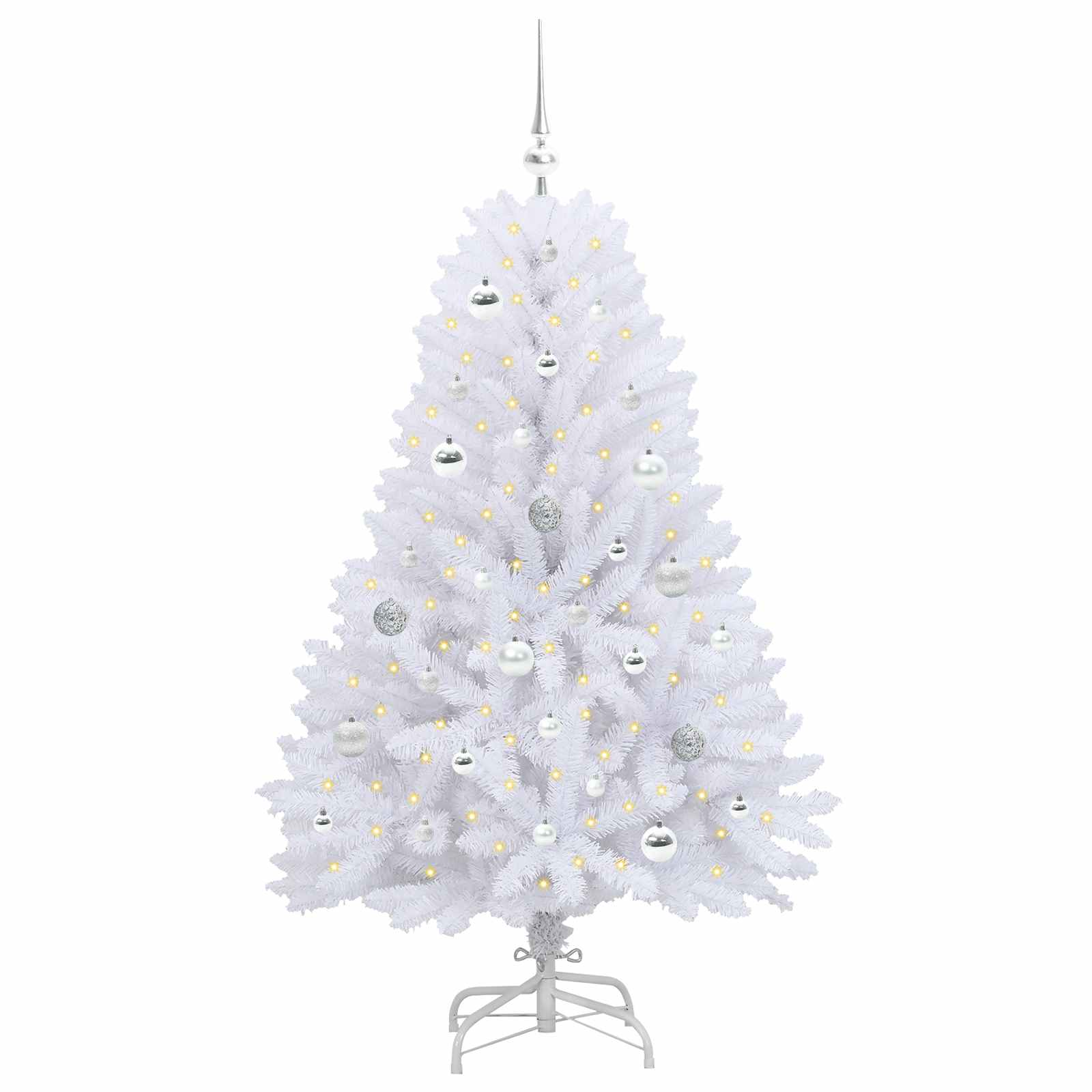 vidaXL Artificial Hinged Christmas Tree White 150 cm PVC and Steel - 52690