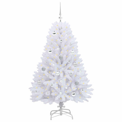 vidaXL Artificial Hinged Christmas Tree White 150 cm PVC and Steel - 52690