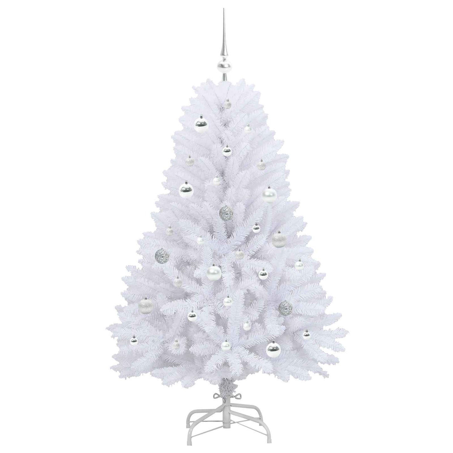 vidaXL Artificial Hinged Christmas Tree White 150 cm PVC and Steel - 52690