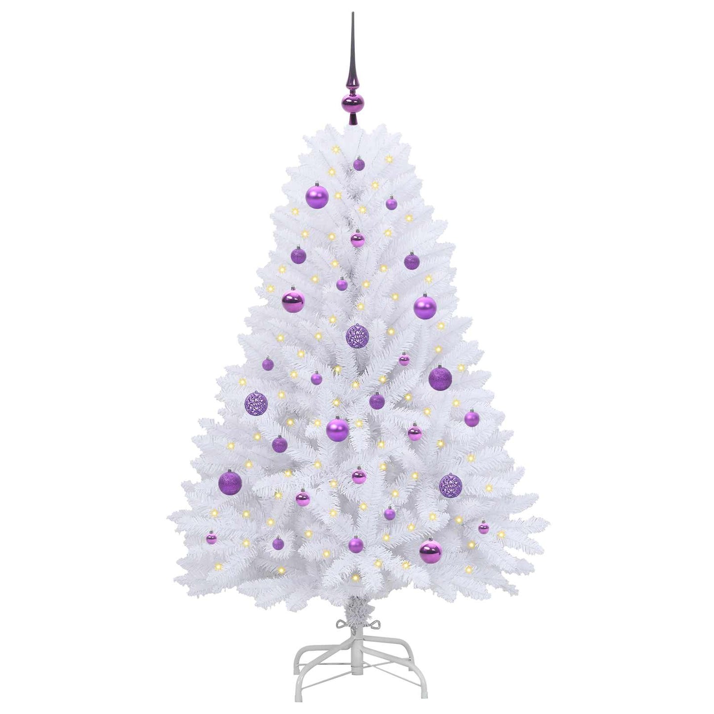 vidaXL Artificial Hinged Christmas Tree White 150 cm PVC and Steel - 52695