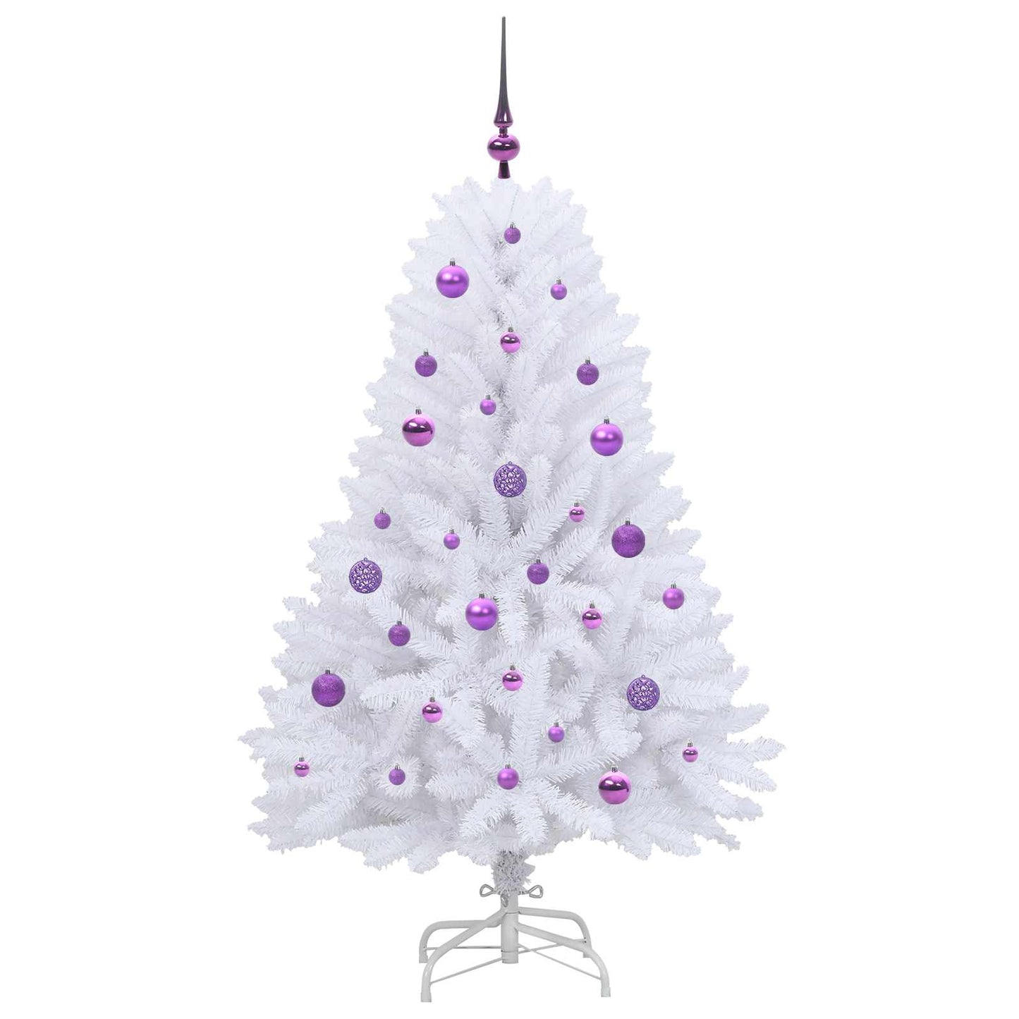vidaXL Artificial Hinged Christmas Tree White 150 cm PVC and Steel - 52695