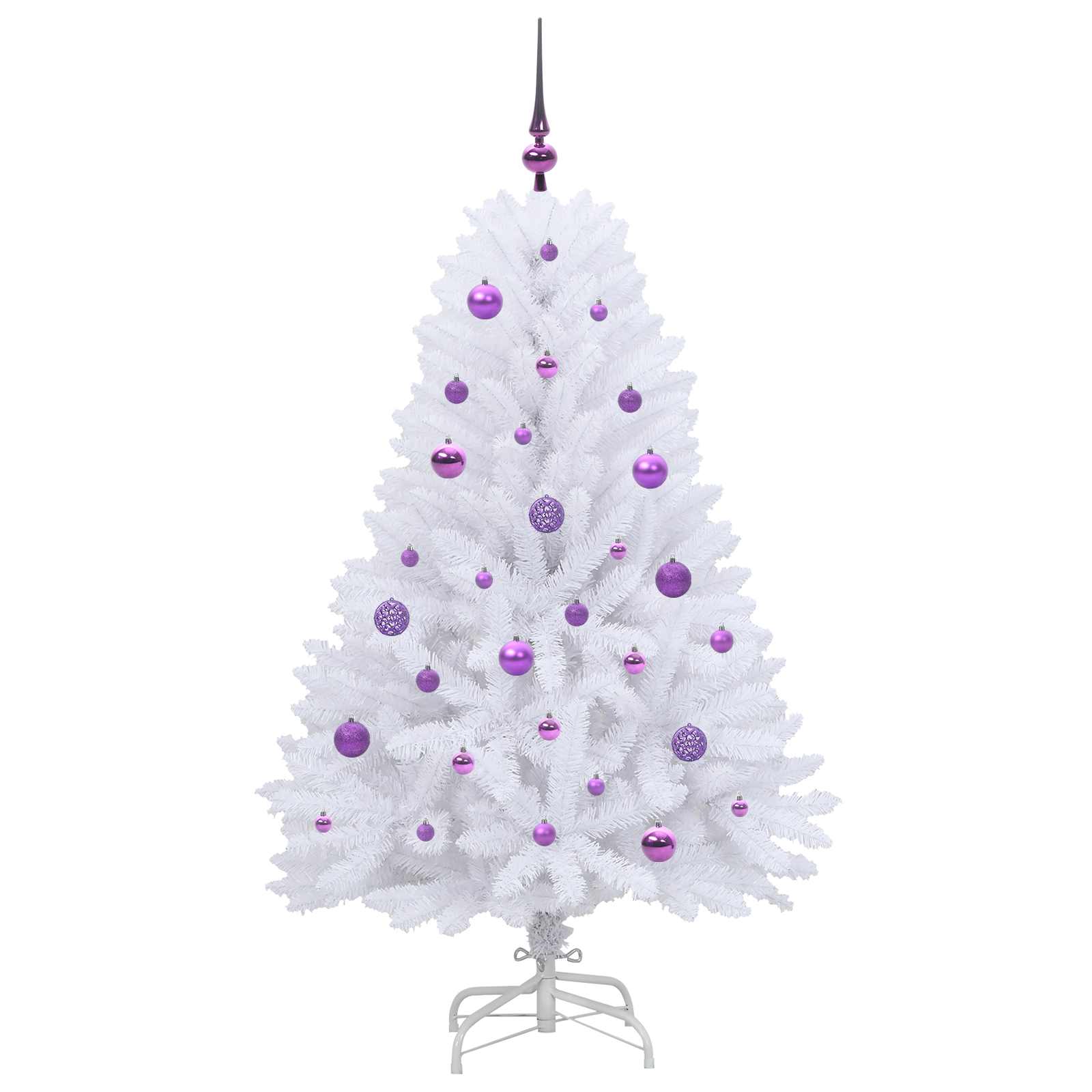 vidaXL Artificial Hinged Christmas Tree White 150 cm PVC and Steel - 52695