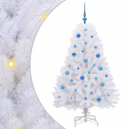 vidaXL Artificial Hinged Christmas Tree White 150 cm PVC and Steel - 52696