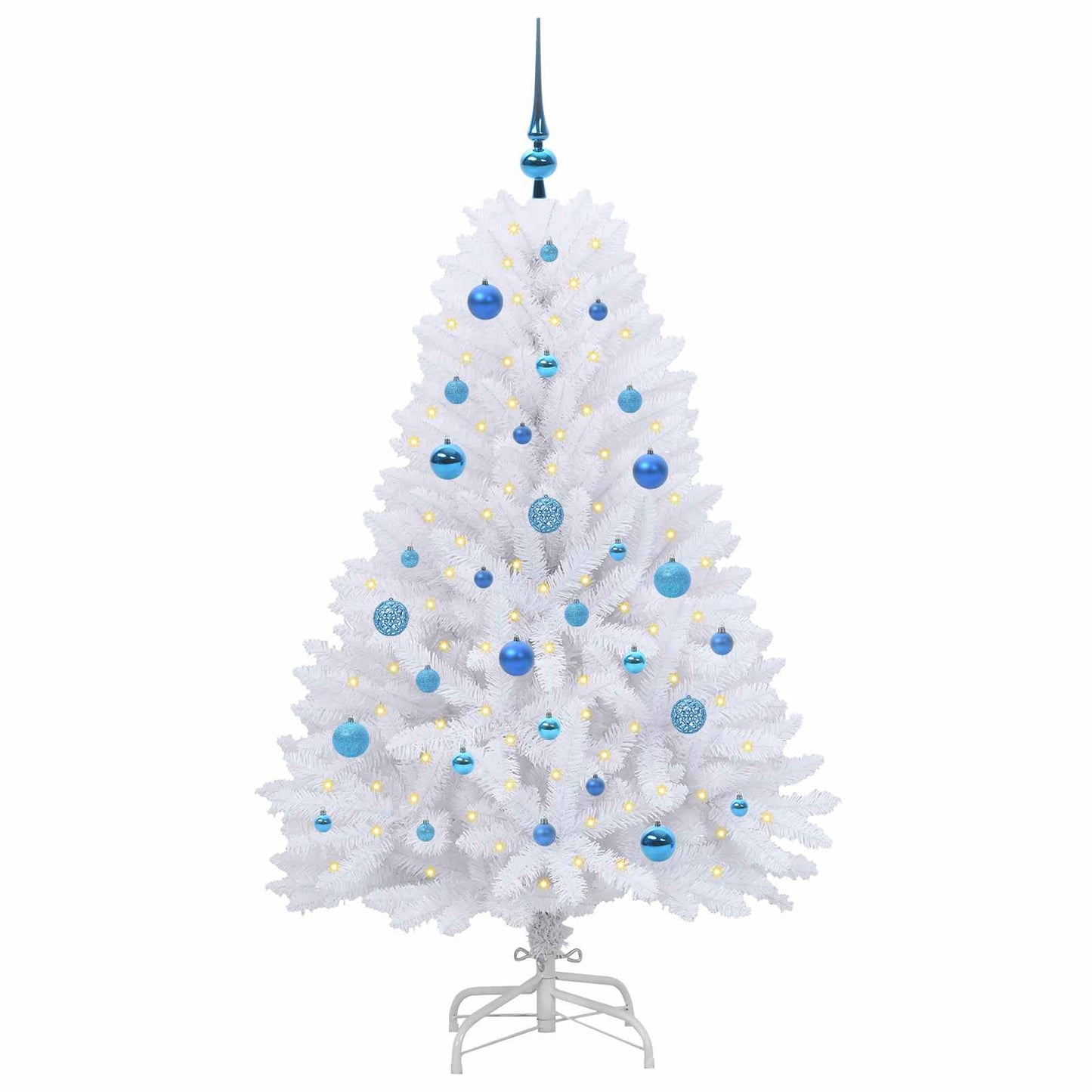vidaXL Artificial Hinged Christmas Tree White 150 cm PVC and Steel - 52696