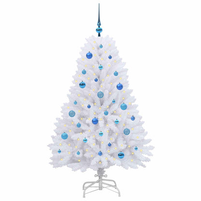 vidaXL Artificial Hinged Christmas Tree White 150 cm PVC and Steel - 52696