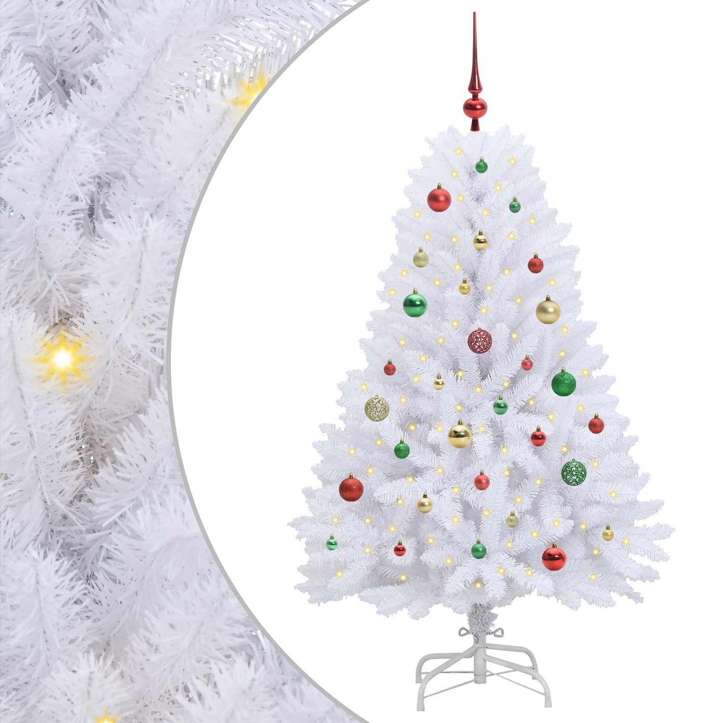 vidaXL Artificial Hinged Christmas Tree White 150 cm PVC and Steel - 52699